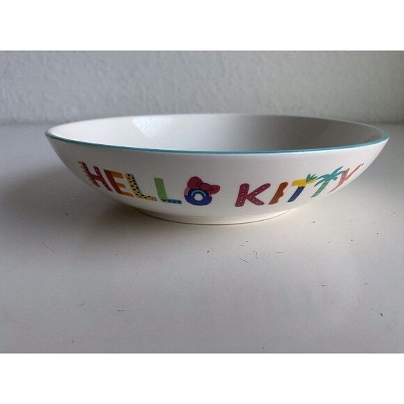 Sanrio Hello Kitty Beach Summer Tropical Ceramic Pasta Dinner Bowl Flamingo NEW - Picture 2 of 10